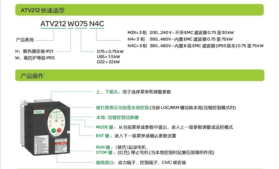 施耐德电气中国有限公司 ATV212变频器选型
